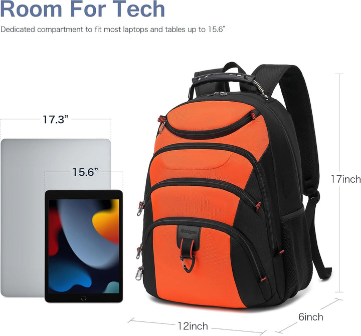 Mochila para laptop Boavan para hombre (Negro, 15.6), Naranja Negro...