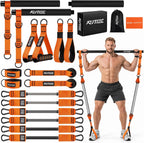 Kit de barra de pilates KUTIZE con bandas de resistencia, equipo de pilates de alta resistencia para hombres, bandas de entrenamiento con asas para piernas, cadera, espalda, brazo, abdominales, pecho