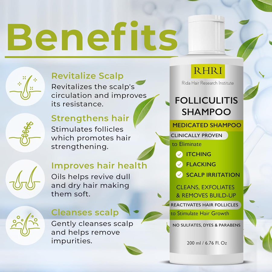 Champú antifúngico para foliculitis, dermatitis seborreica, caspa,...