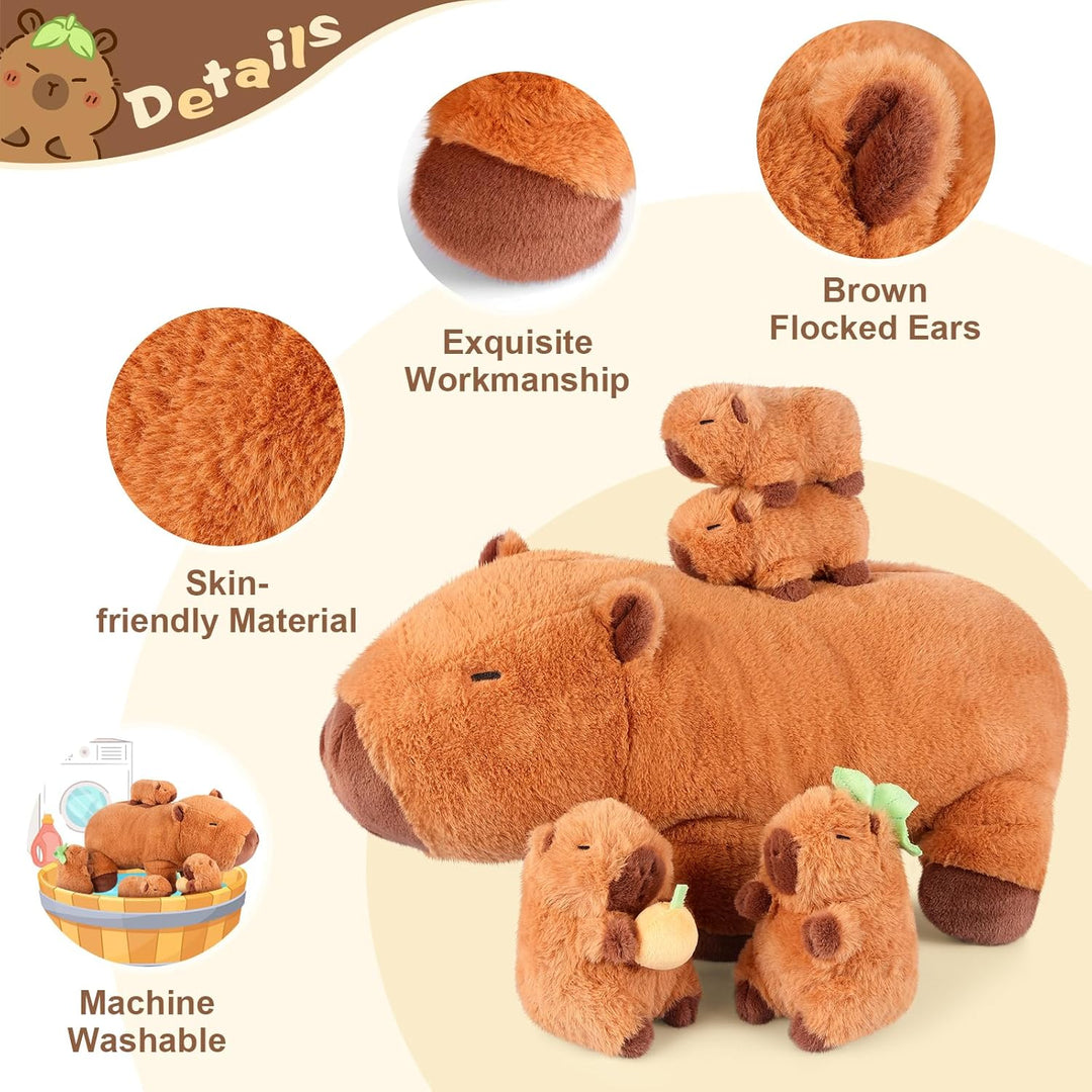 SuzziPals Peluches Capybara 5 en 1 con bebés en el interior, juego...