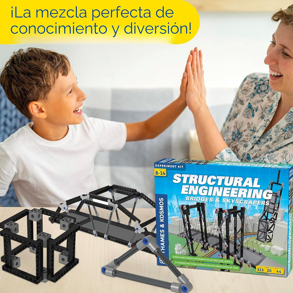 Thames & Kosmos Ingeniería Estructural: Puentes y Rascacielos | Kit de Ciencia e Ingeniería | Construir 20 modelos | Aprende sobre fuerza, carga, compresión, tensión | Ganador del premio de oro