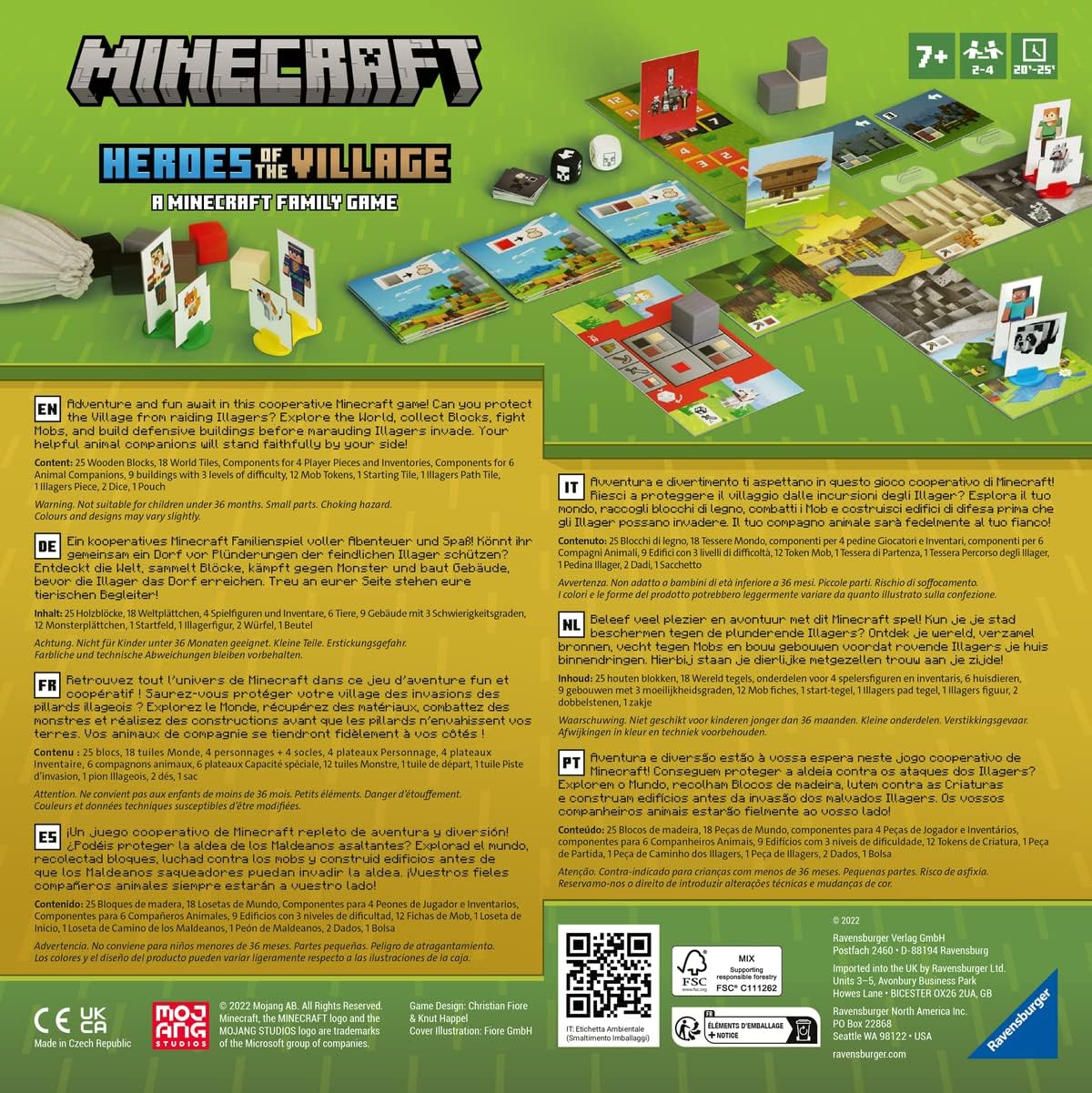 Ravensburger Minecraft Heroes of The Village | Juego de mesa cooperativo | Emocionante e impredecible | Perfecto para familias y entusiastas de Minecraft | Adecuado para niños y adultos