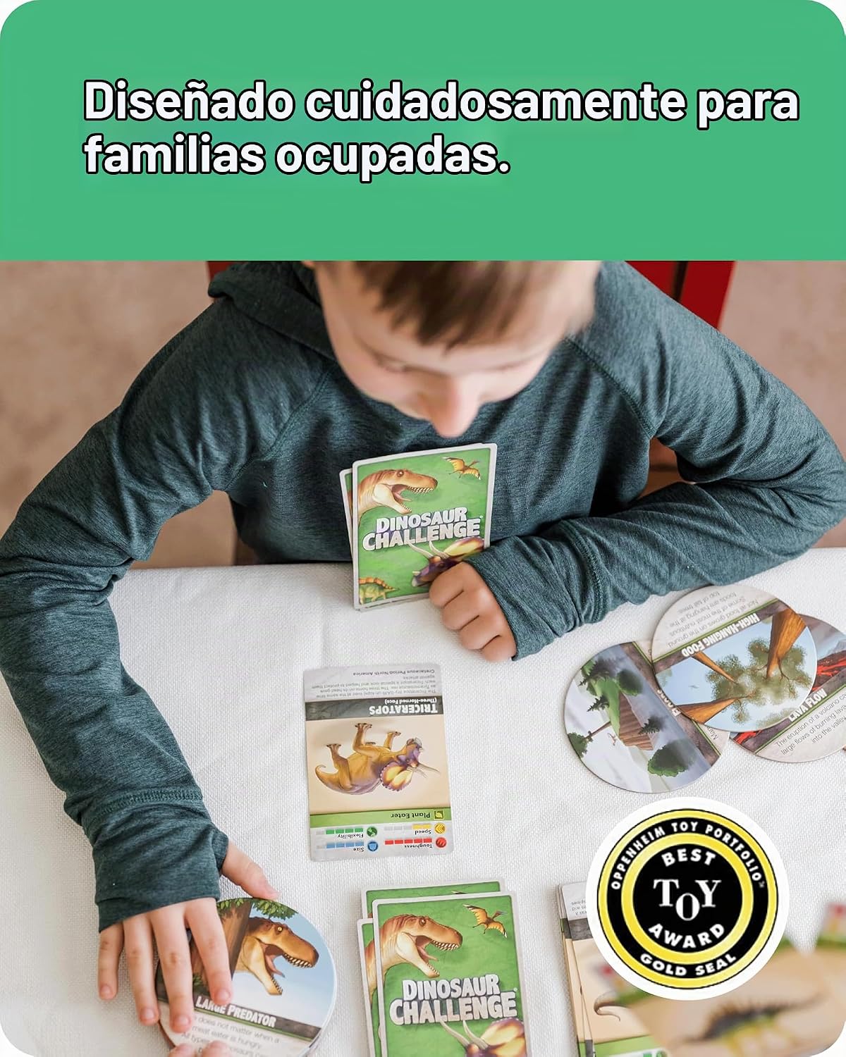 SimplyFun Dinosaur Challenge - Aprende sobre dinosaurios y análisis situacional - Juego de cartas atractivo y educativo para niños - 2 a 4 jugadores - A partir de 7 años