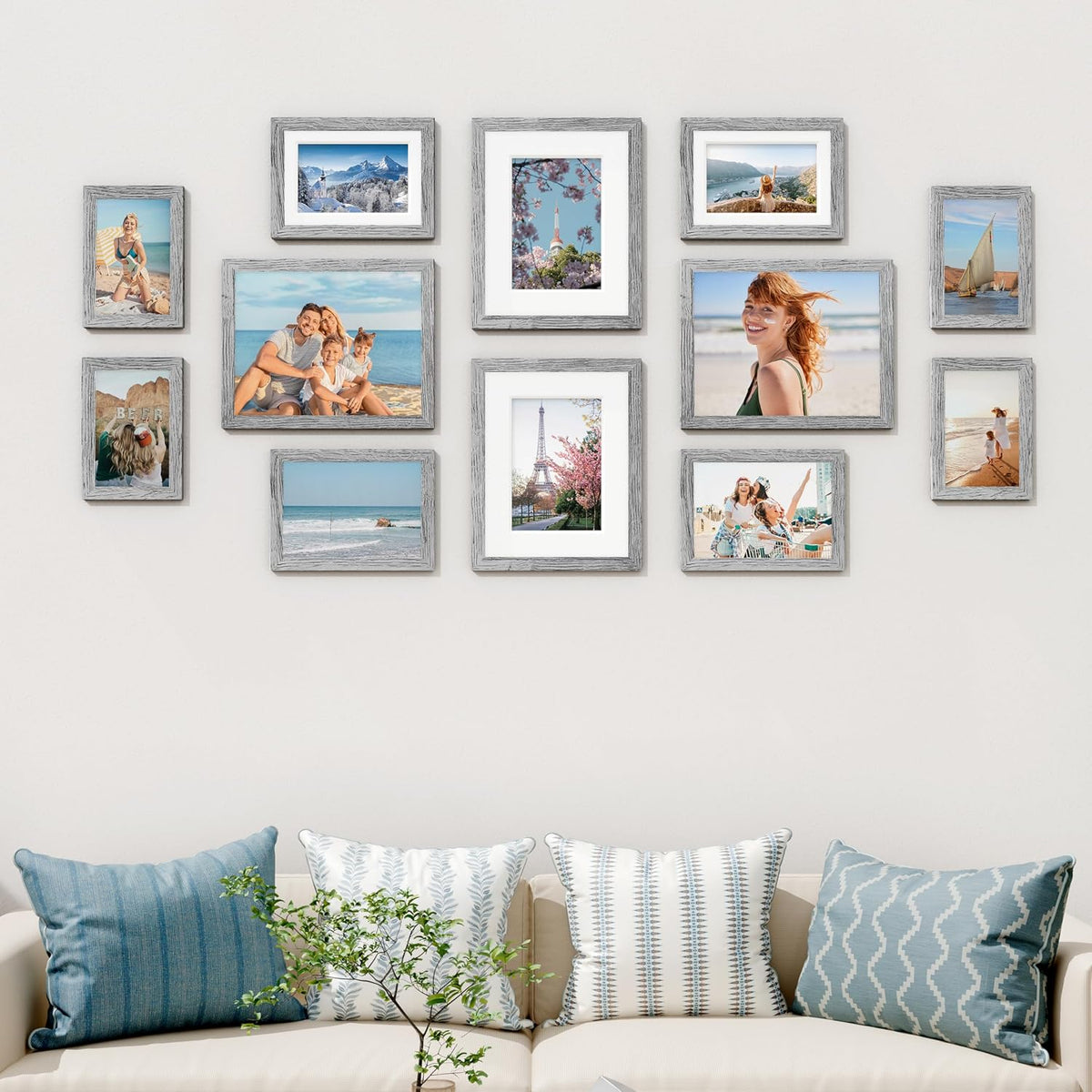Paquete de 12 marcos de fotos para decoración de pared