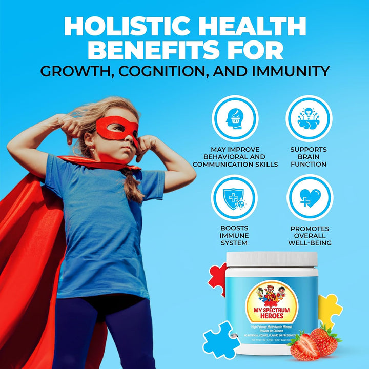 My Spectrum Heroes Multivitamínico en polvo para niños, suplemento...