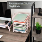 Mind Reader 5-Tier Paper Tray Organizer, Vertical Desktop File Storage Rack, Office, metal Mesh, Pink