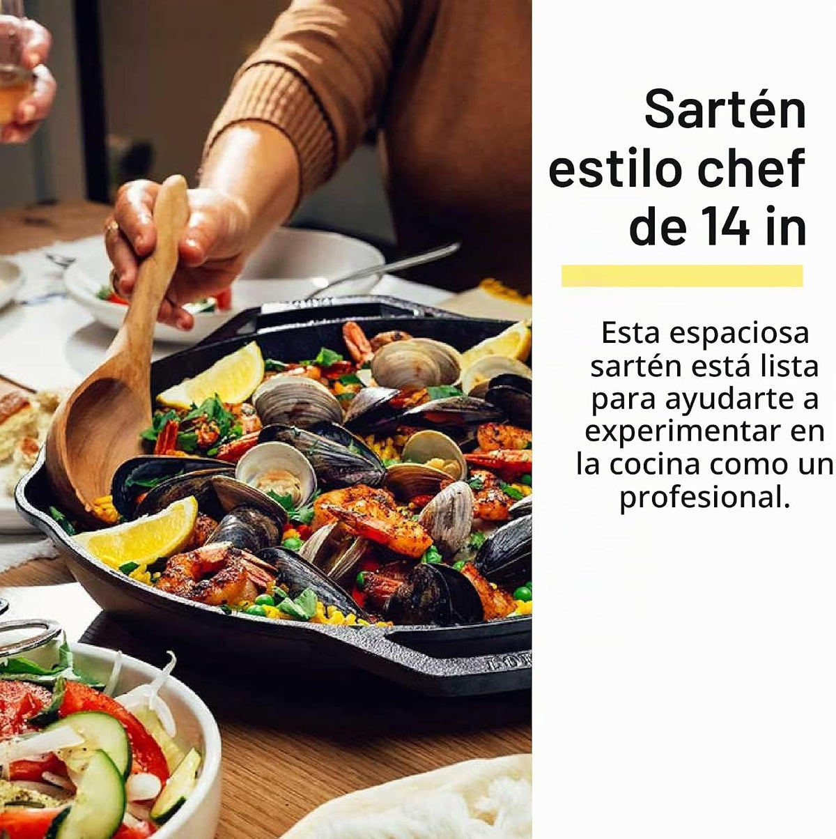 Lodge Chef Collection - Sartén de hierro fundido pre-sazonado de 14"