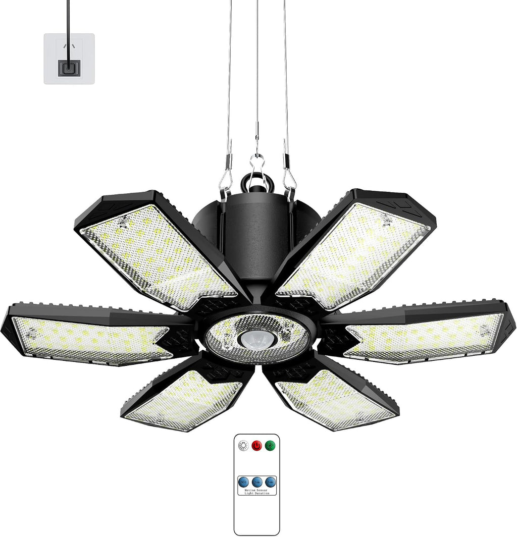 Enchufe de luz de garaje con sensor de movimiento, 200W, 2000LM, base E26, 1 paquete