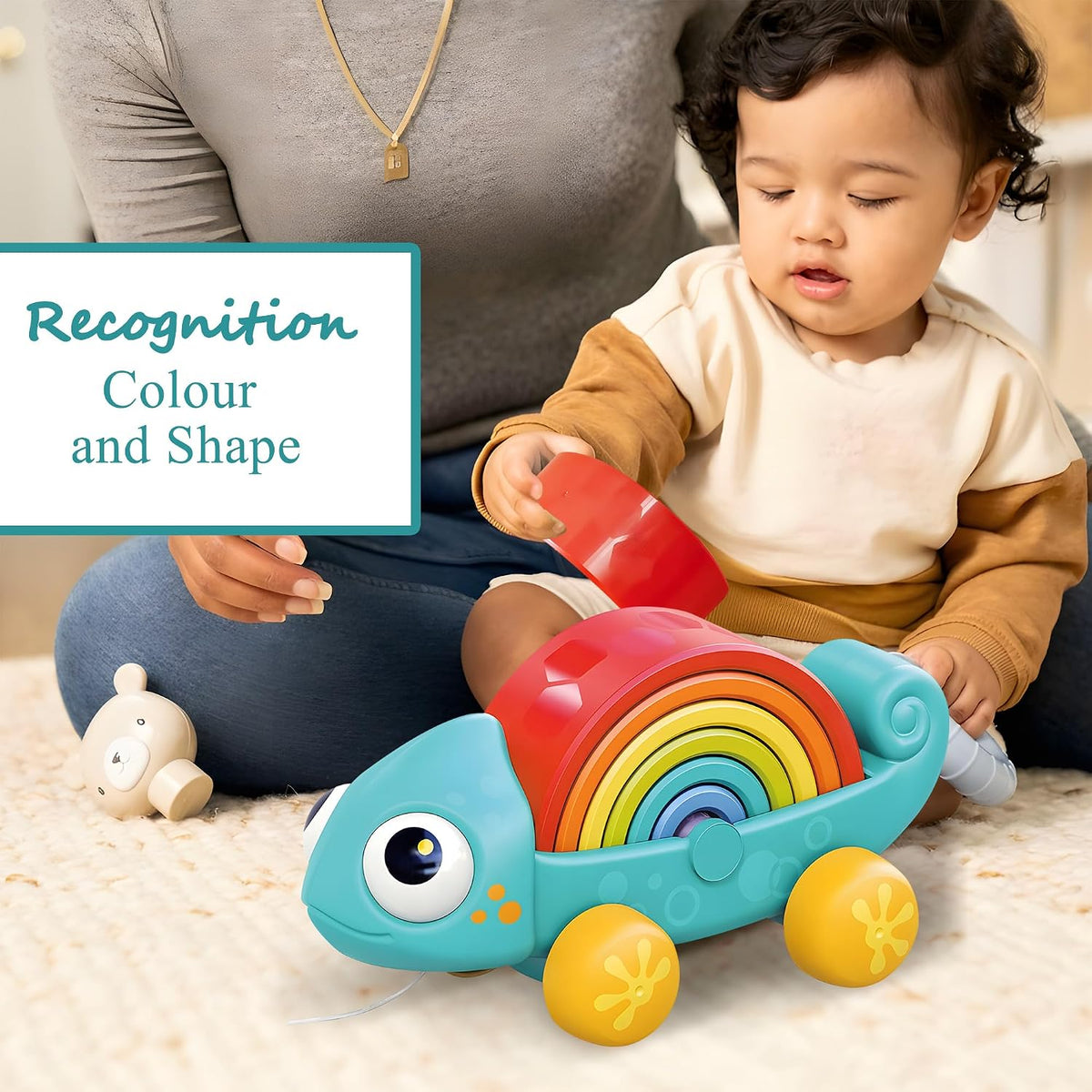 Montessori - Juguete apilable para niños pequeños de 18 a 36 meses, juguetes apilables Montessori 2 en 1, juguete de aprendizaje sensorial para autismo con 6 arcos de anidación, regalos de bebé