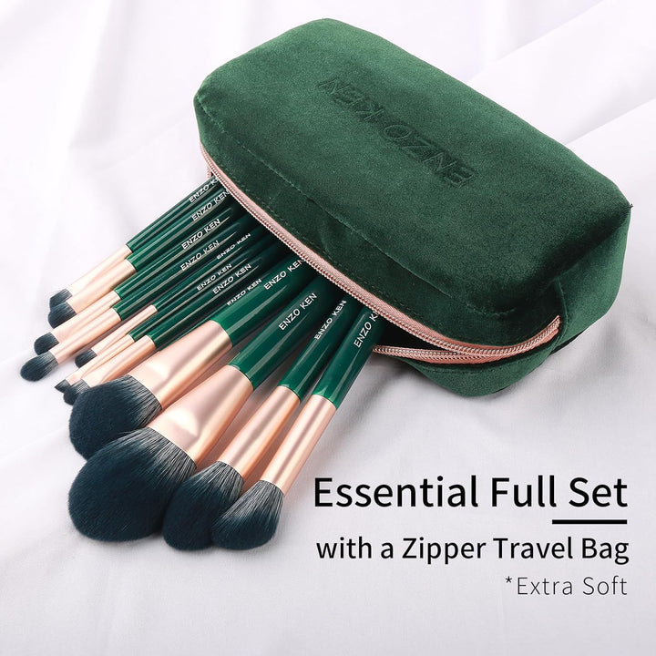 Juego de brochas de maquillaje de fibra natural y pelo de cabra pro...
