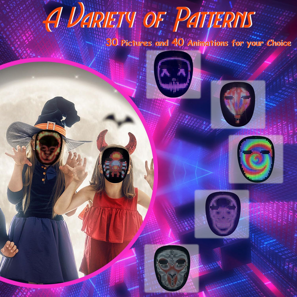 Máscara LED con detección de gestos, máscara transformadora unisex con luz LED para disfraz, cosplay, fiesta, mascarada