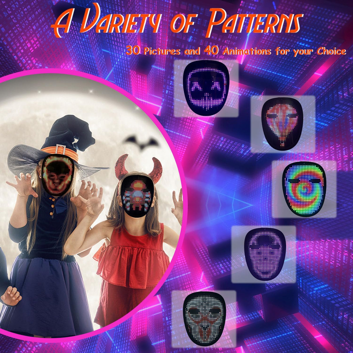 Máscara LED con detección de gestos, máscara transformadora unisex con luz LED para disfraz, cosplay, fiesta, mascarada