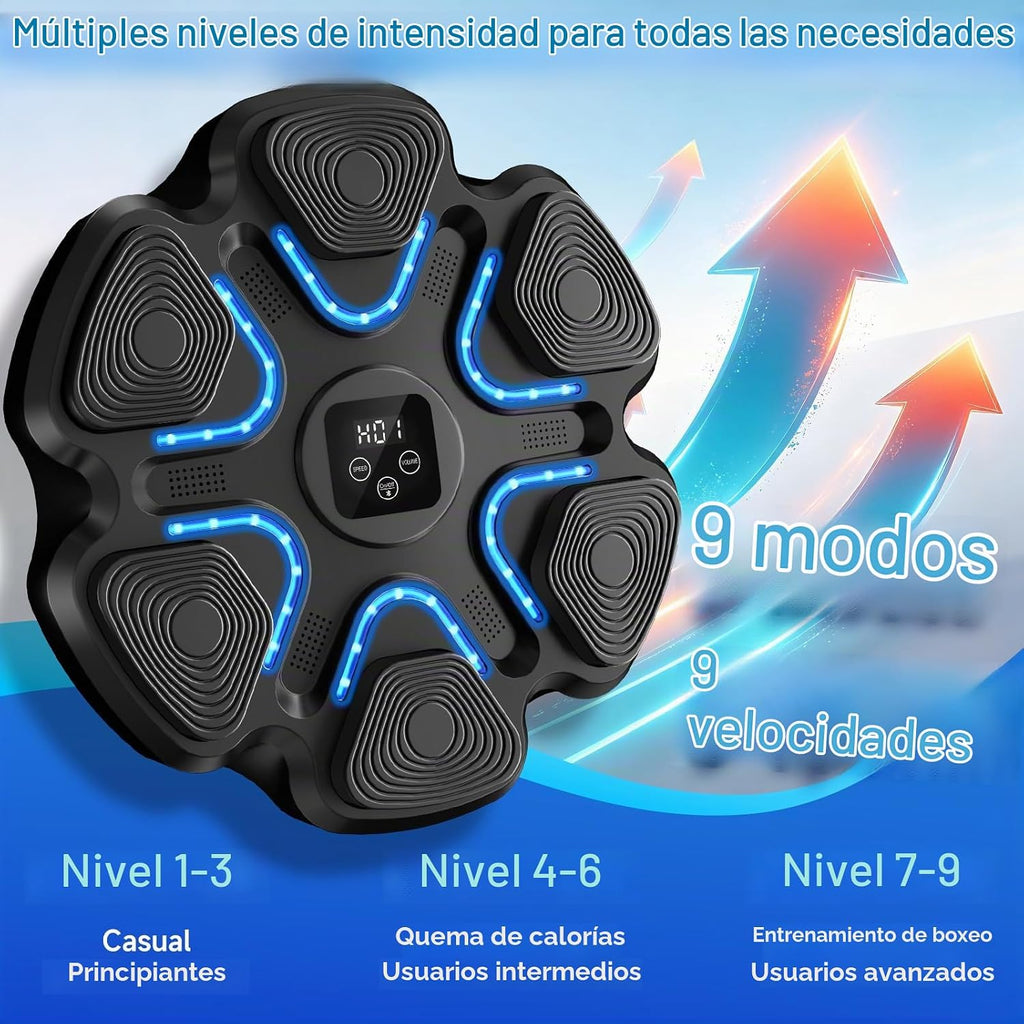 Máquina de Boxeo Musical para Niños, Entrenador de Golpes Montado en Pared con Bluetooth y Guantes de Boxeo, Juguete de Boxeo para Niños y Niñas de 3 4 5 6 7 8 9 10 11 12+ Años