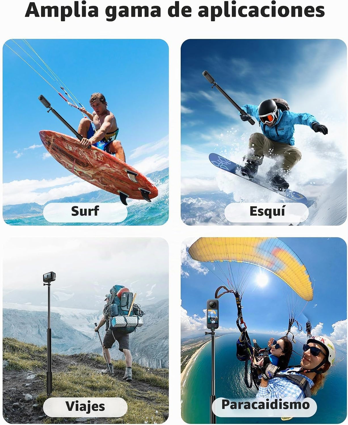 Palo selfie extra largo de 118 pulgadas para Insta360 y iPhone con control