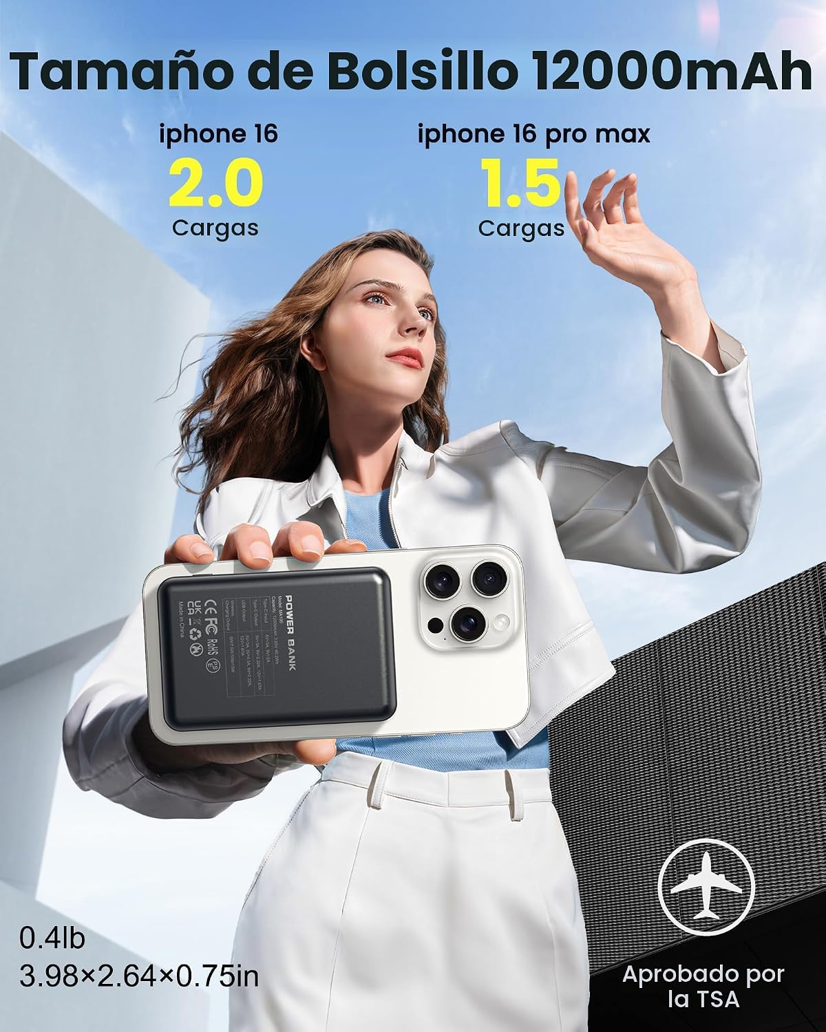 COOAV Para Magsafe Batería Batería 10000mAh Cargador Portátil Magné...