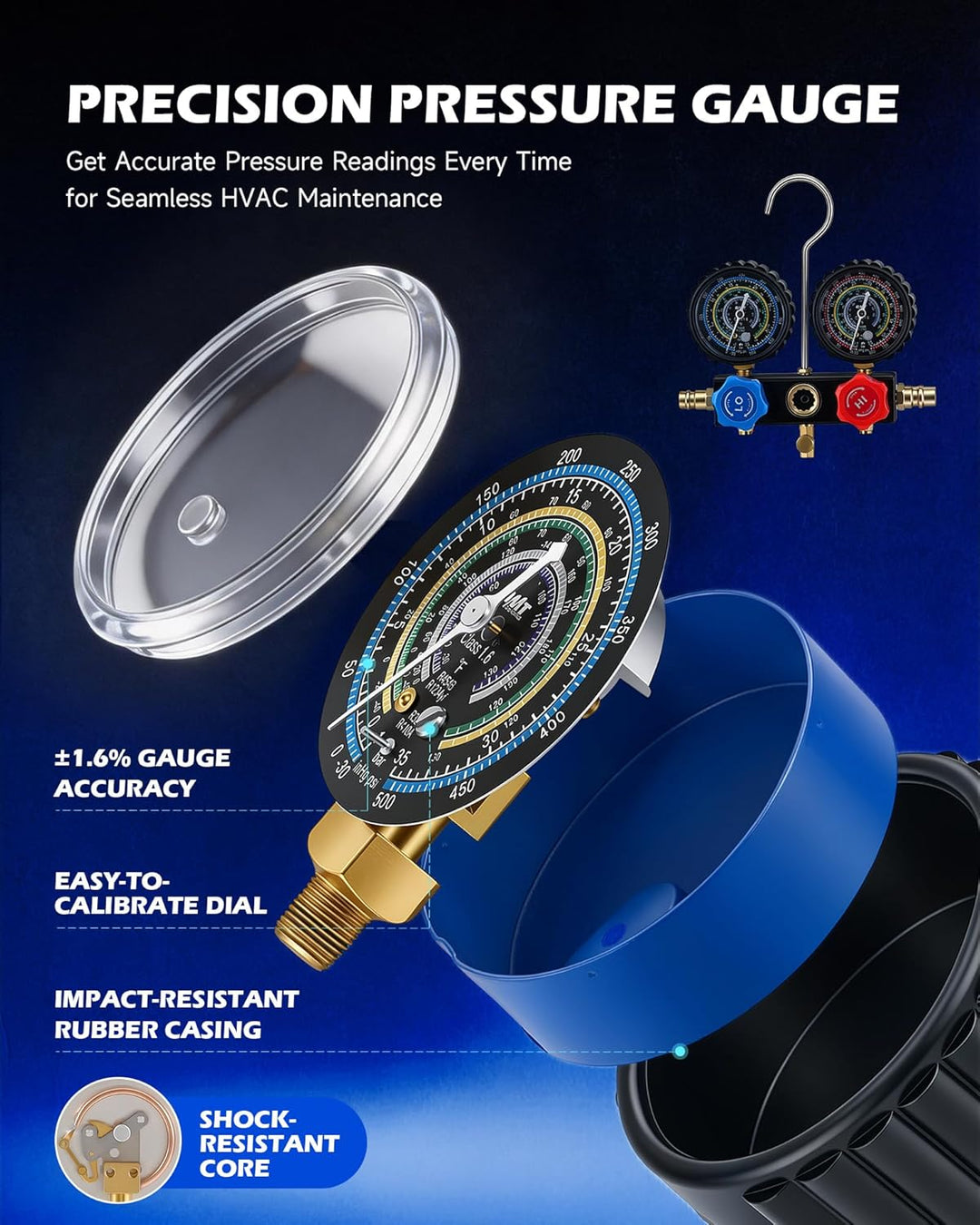 Orion Motor Tech R1234yf Bomba de vacío de AC y juego de manómetros...