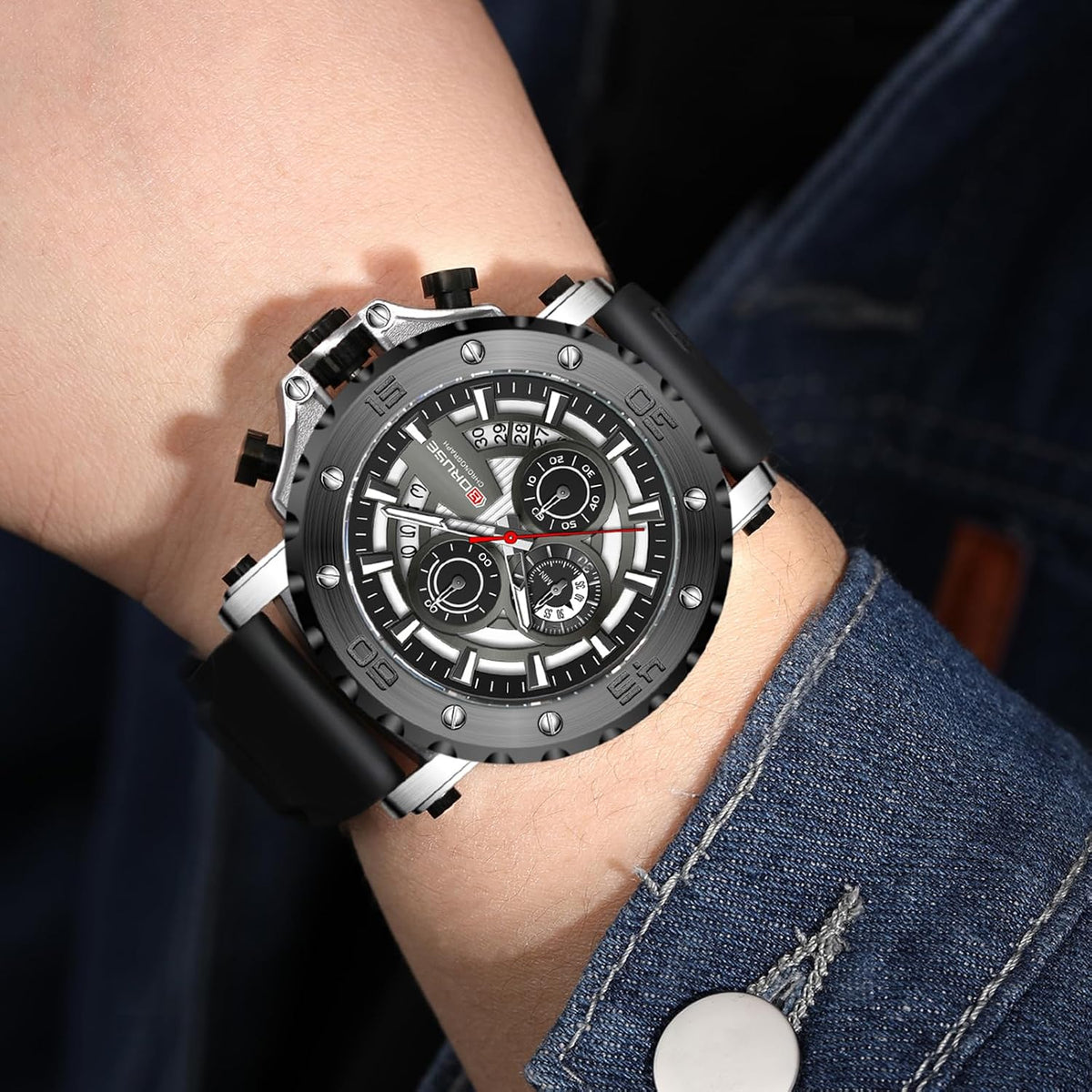 Reloj casual único para hombre, cronógrafo de moda de cara grande