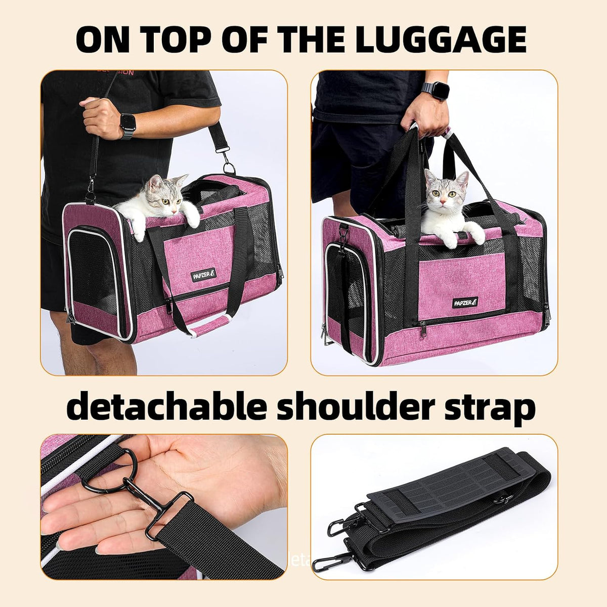 Bolsa de viaje para gatos medianos a grandes de más de 15 libras