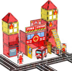 Juego de camiones de bomberos con azulejos magnéticos