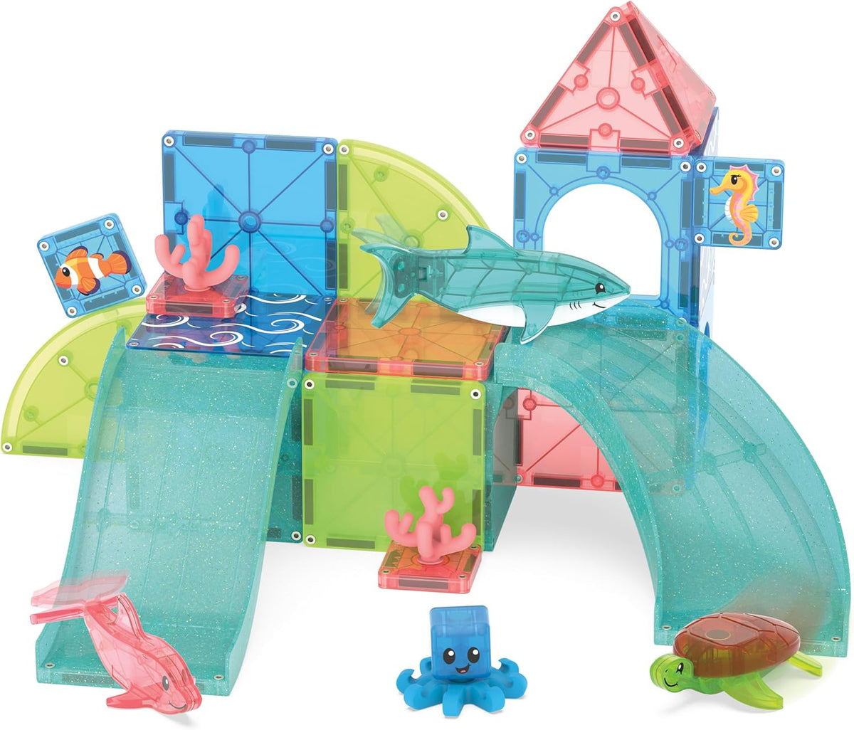 MAGNA-TILES Coral Reef - Juego de construcción magnética de 25 piezas, la marca original de construcción magnética