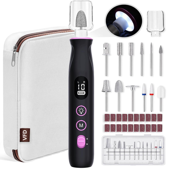 Taladro de uñas eléctrico, inalámbrico de 2000 mAh, lima de uñas po...