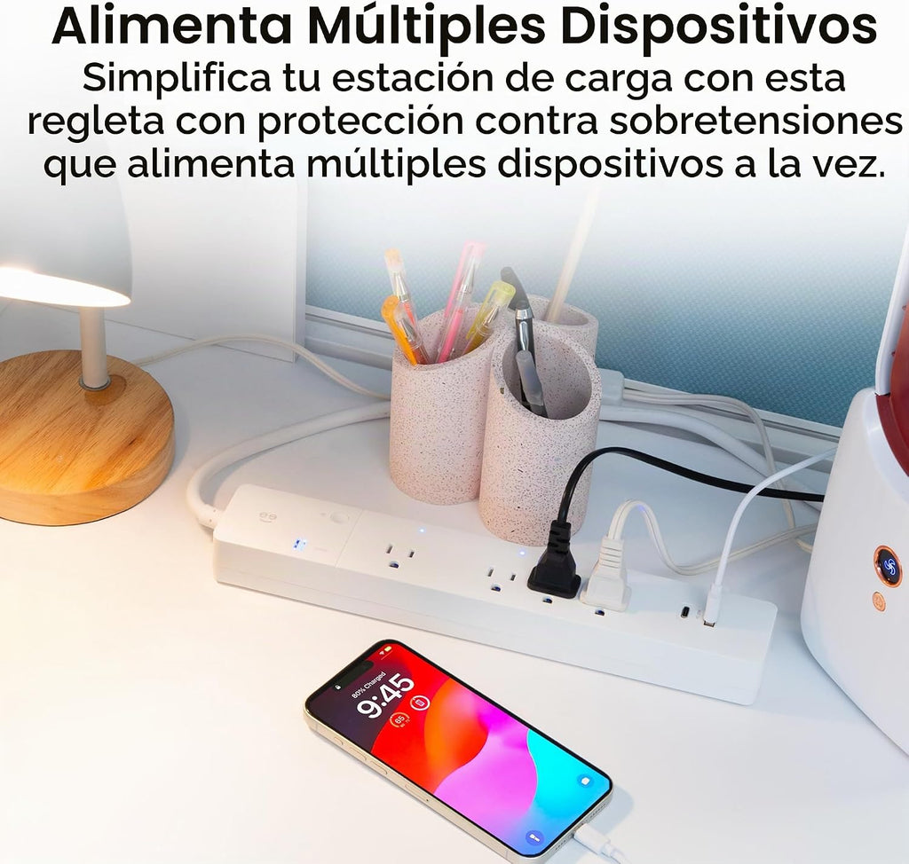Lámpara Geeni Regleta de alimentación inteligente con protector de sobretensiones