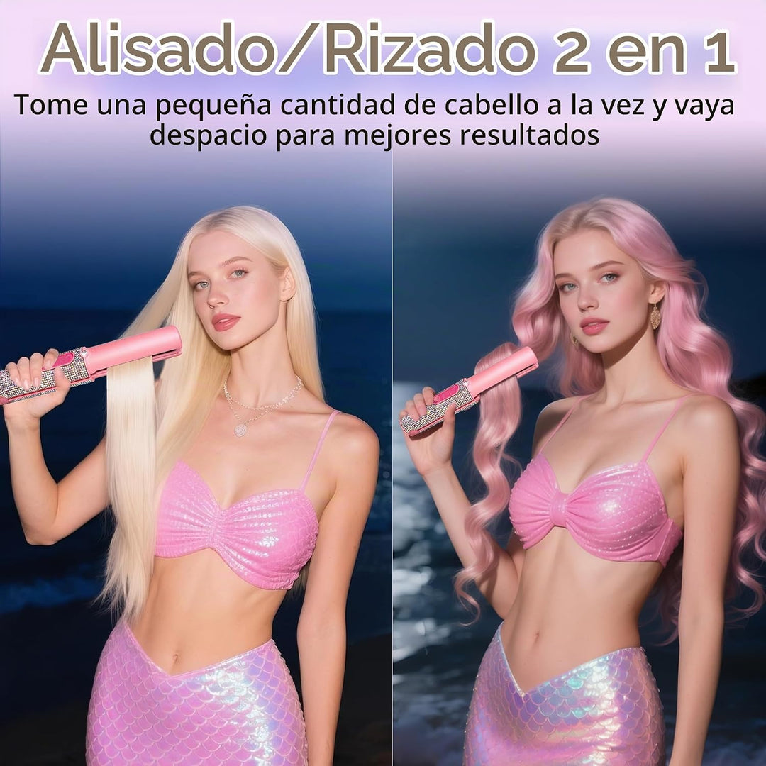 Alisador de pelo inalámbrico, alisador portátil 2 en 1 para alisar...