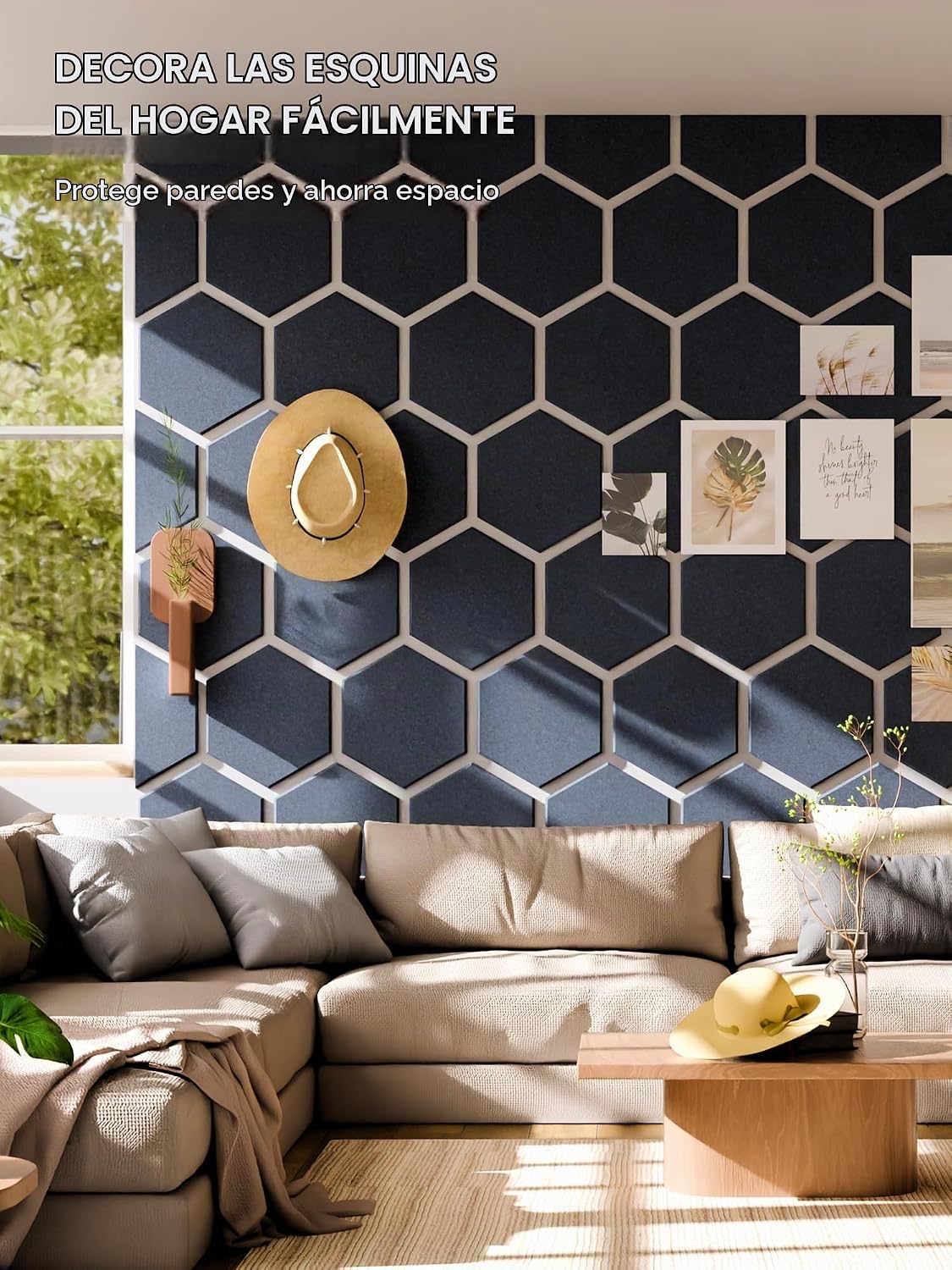 Paquete de 12 azulejos hexagonales de fieltro para tablón de