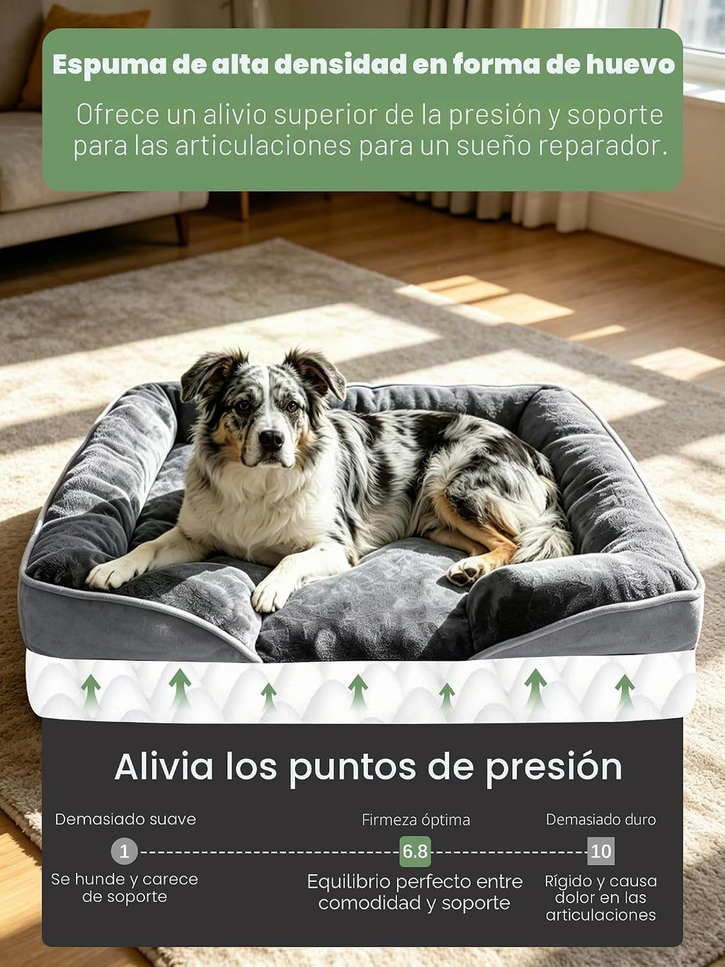 Spotted Play Cama Ortopédica para Perros con Laterales - Camas Sofá para Perros Grandes, Cama Sofá de Espuma de Apoyo para Mascotas con Funda Extraíble Lavable, Forro Impermeable y Base Antideslizante