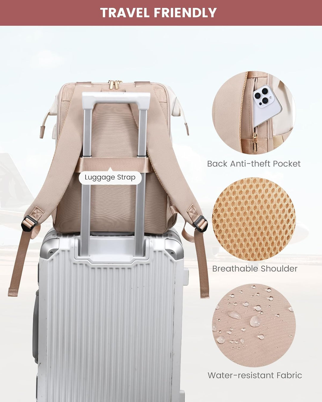 LOVEVOOK Mochila para laptop para mujer, mochila de trabajo convert...