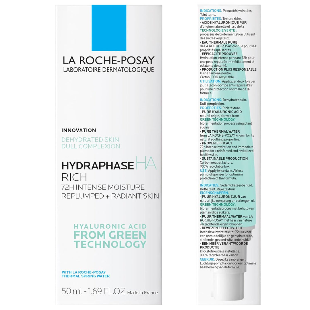 La Roche-Posay HydraphaseHA Rich, hidratante facial con ácido hialu...