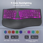 MEETION Teclado ergonómico con cable con teclas retroiluminadas y