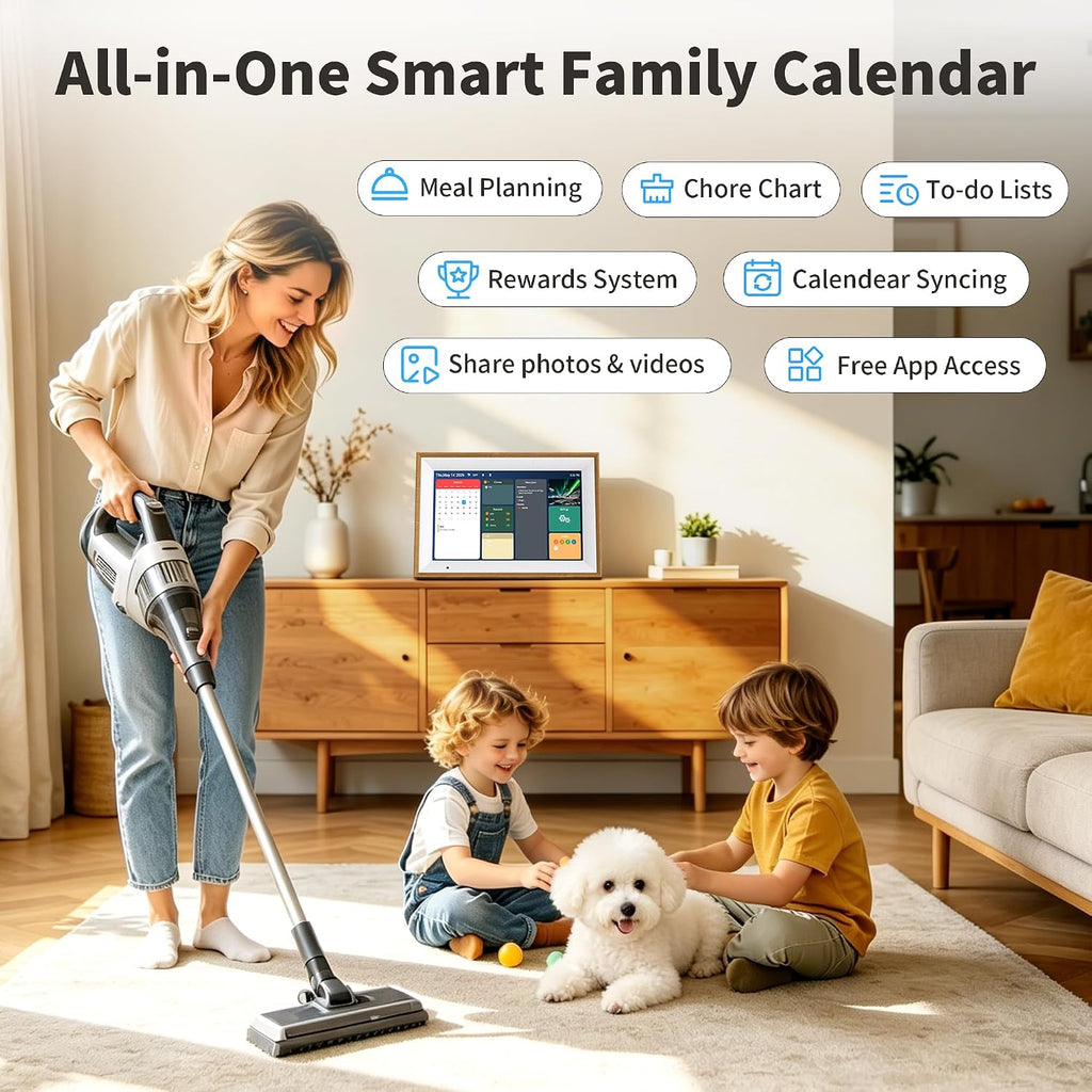 Calendario digital, calendario electrónico de 10.1 pulgadas para horarios familiares, pantalla táctil inteligente, planificador familiar interactivo con tabla de tareas, planificador de comidas