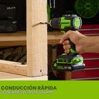 Greenworks - Taladro inalámbrico sin escobillas de 24 V, 400 pulgadas-libras más combo de destornillador de 1950pulgadas-libras, alto par, ligero, (2) baterías USB-C de 2.0 Ah (batería externa de