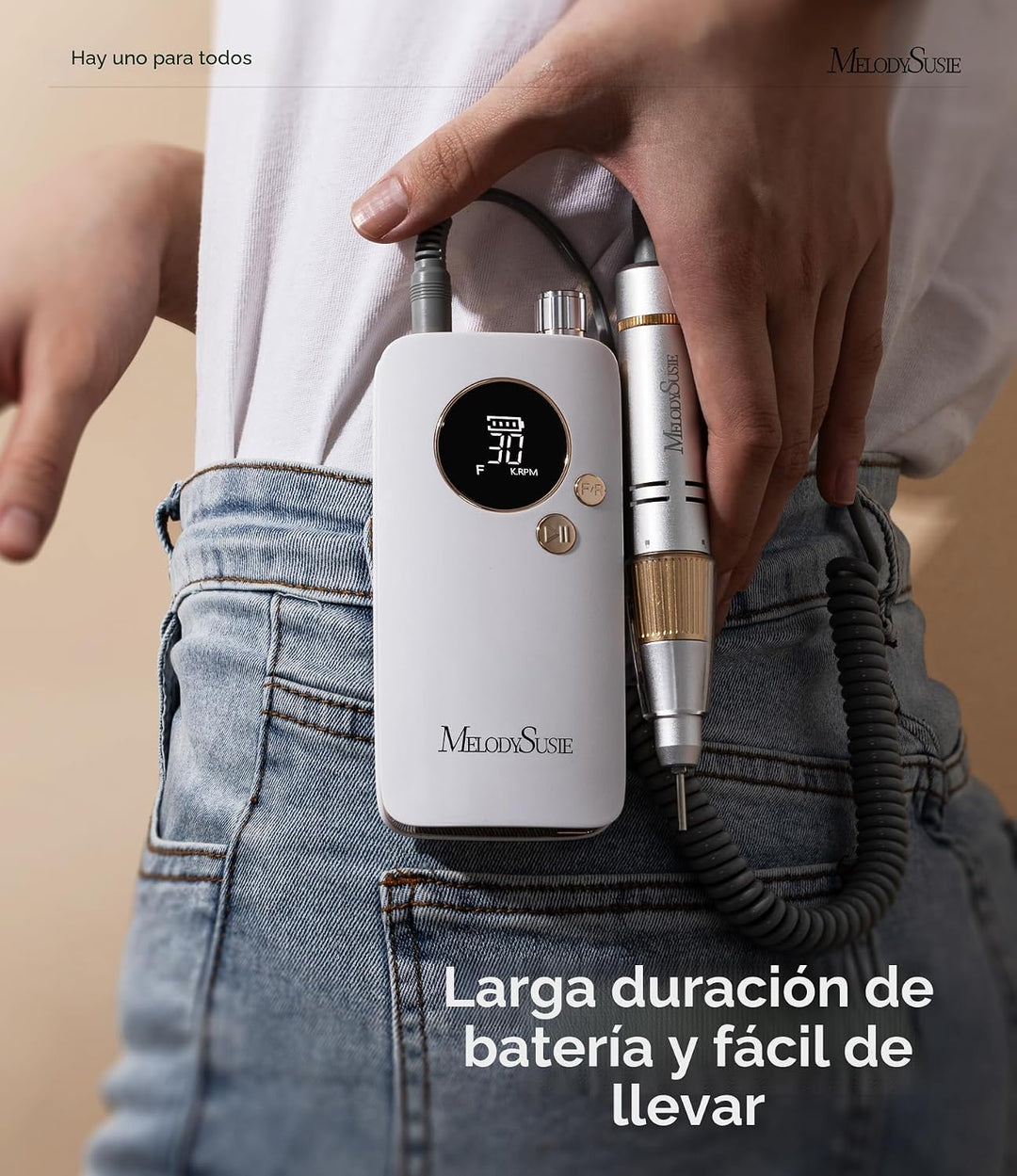 MelodySusie Taladro de uñas recargable con clip de nivel de entrada...