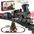 Juego de tren de árbol de Navidad de 15 piezas con humo, sonido y luces, pista elegante y vagones de pasajeros vintage para Navidad, juego de tren para niños de 3 a 8 años, regalos para niños