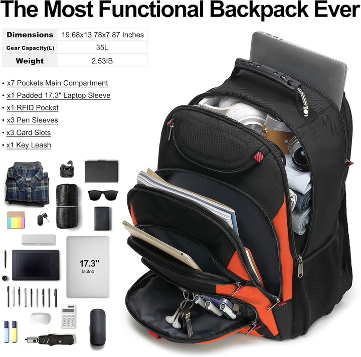 Mochila para laptop Boavan para hombre (Negro, 15.6), Negro y anara...