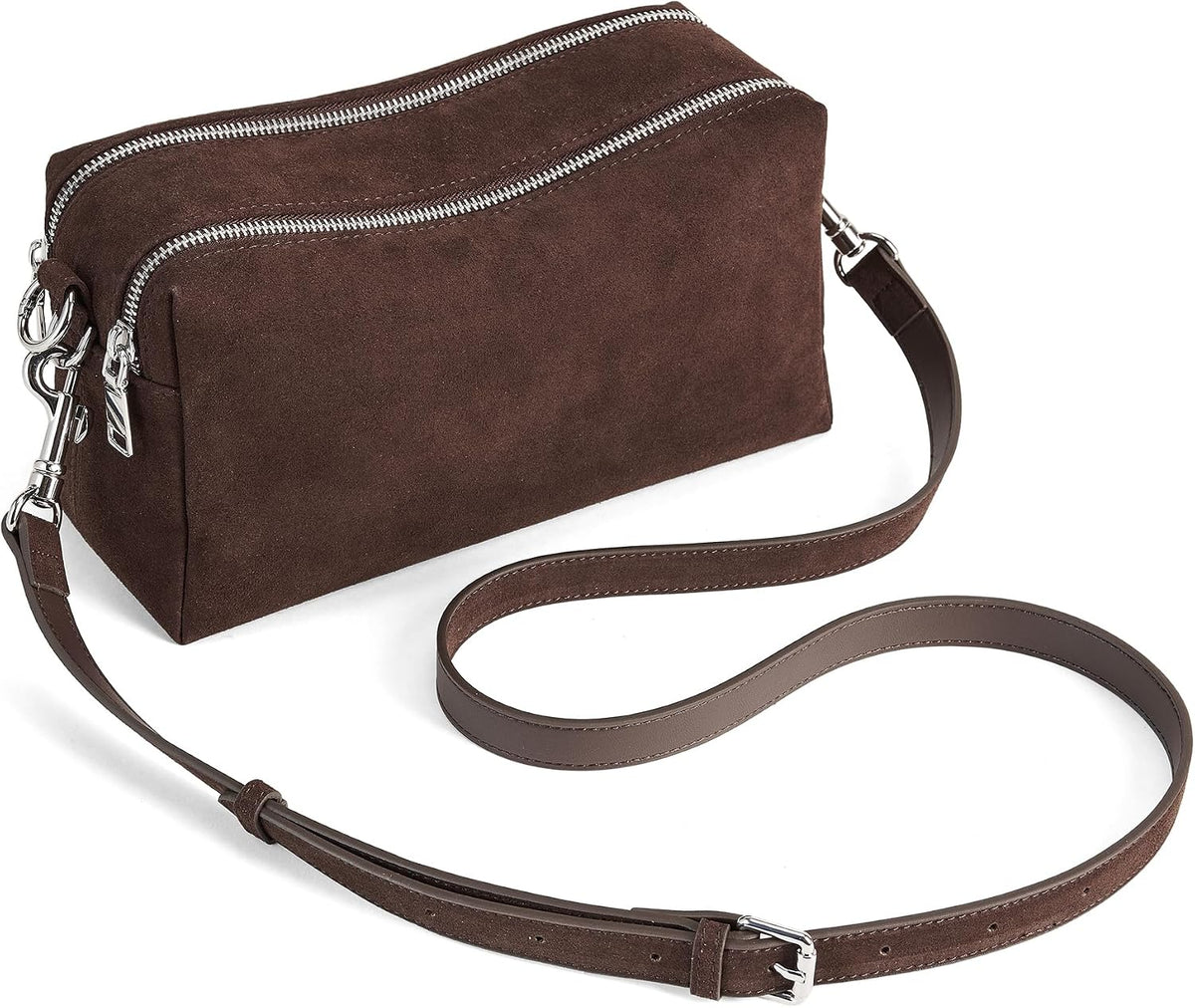 Bolsos cruzados de cuero genuino para mujer, bolso pequeño antirrobo para