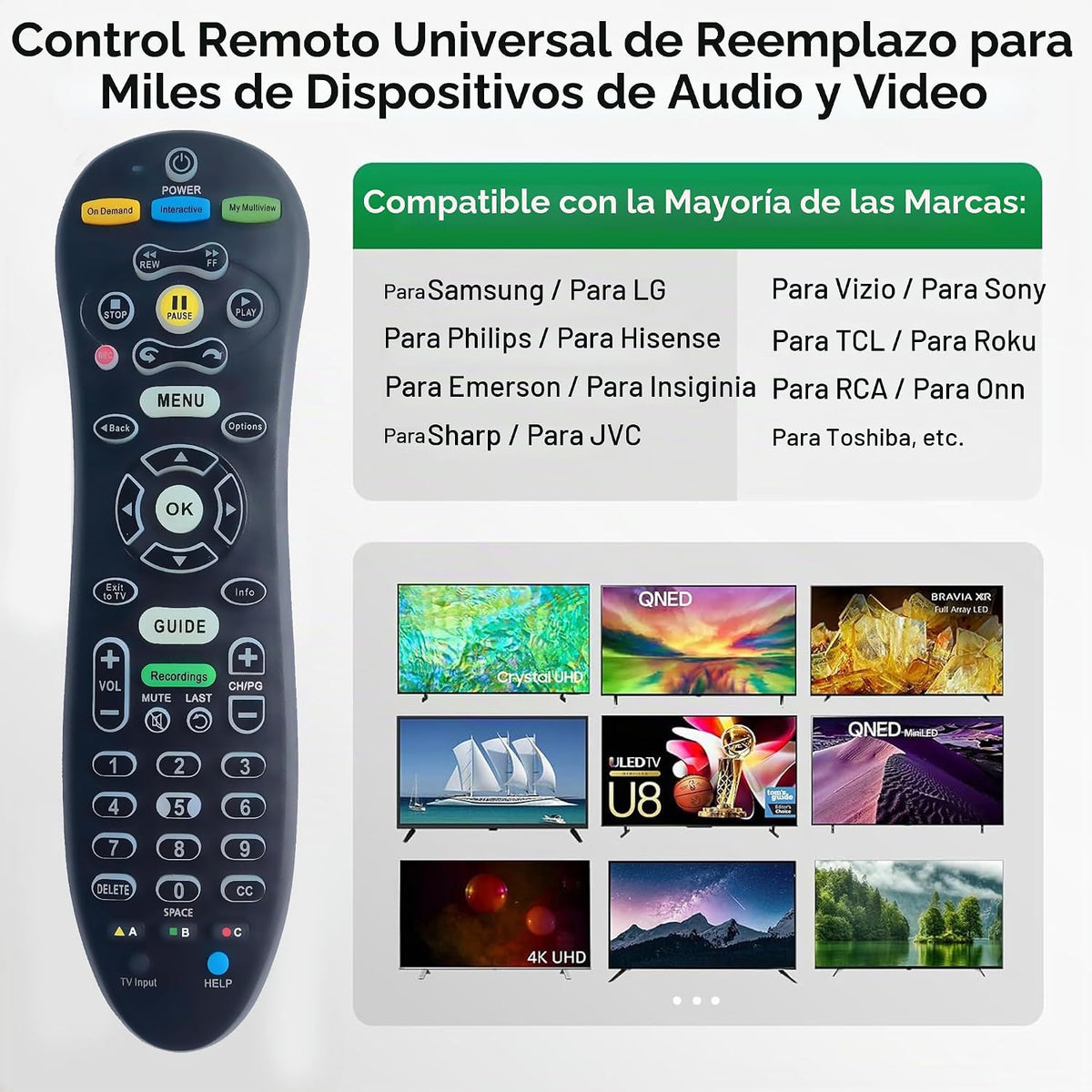 Control remoto universal S30 / S10 para receptor AT&T U-verse y TV, control remoto de reemplazo S30 / S10 con configuración fácil