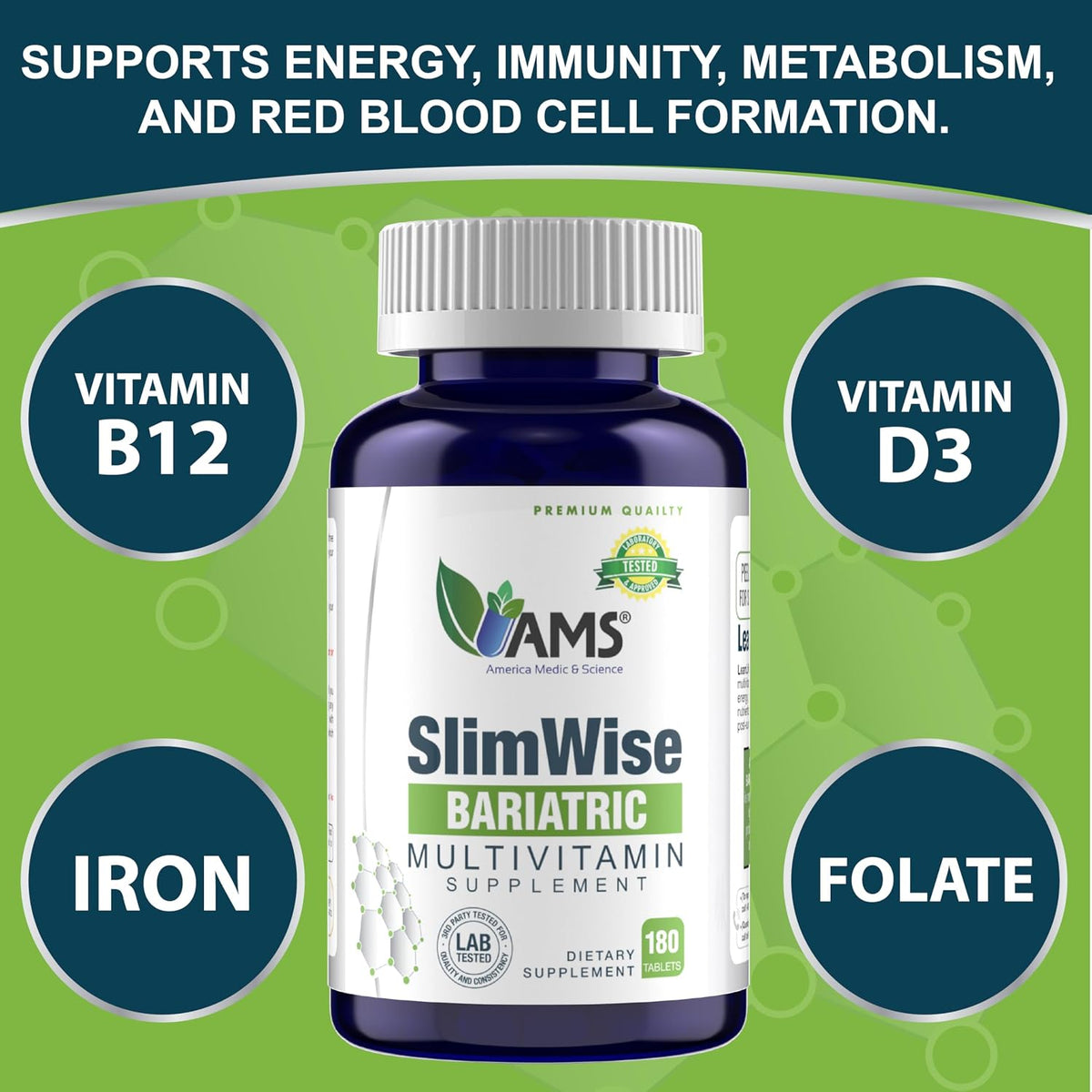 America Medic & Science SlimWise Bariatric Multivitamin 180 cápsulas