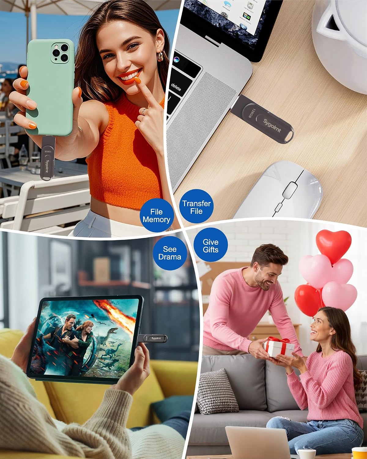 Unidad flash USB de 128 GB para iPhone Photo Stick, 2 en 1 USB C +...