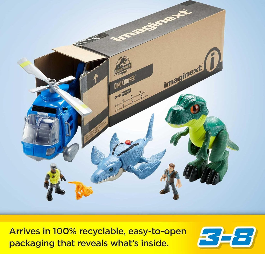 Fisher-Price Imaginext Jurassic World - Juguetes de dinosaurio con 3 dinosaurios y figura de Owen Grady para niños en edad preescolar a partir de 3 años