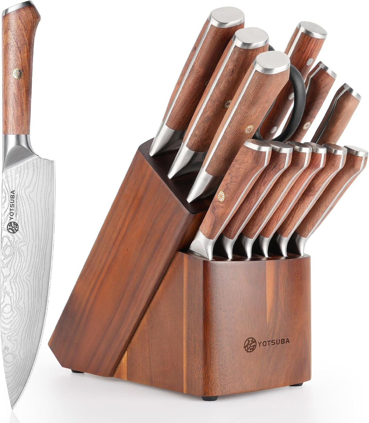 YOTSUBA 14 PCS Japanese Knife Set con Block y Sharpening Rod