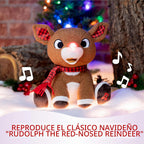 Rudolph el reno de nariz roja - Muñeco de peluche con música y luces