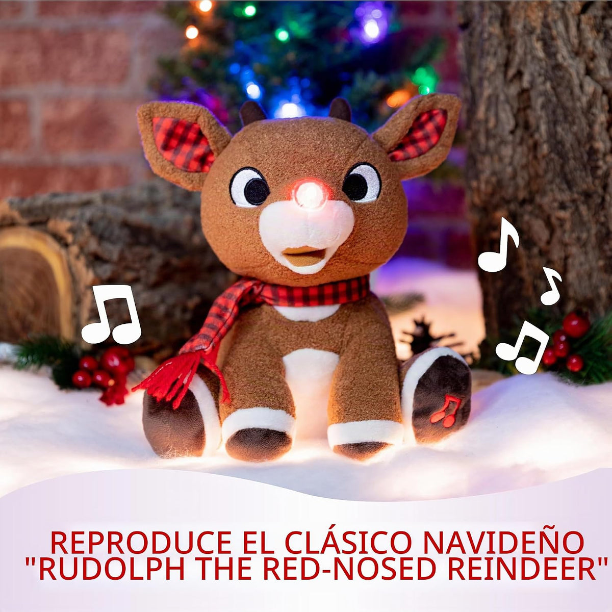 Rudolph el reno de nariz roja - Muñeco de peluche con música y luces
