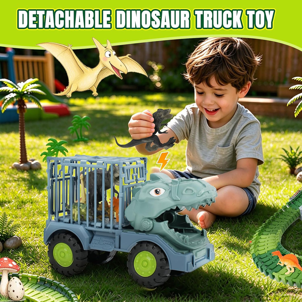 Juguetes de pista de dinosaurios para niños, juego de 219 pistas de