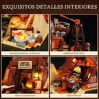 Lumibricks Mina de Oro del Salvaje Oeste Iluminación Conjunto de Ladrillos de Construcción - Entrada de Excavación de Prospector Occidental 658 Piezas Juego de Minería para Adultos y Amantes del Oeste