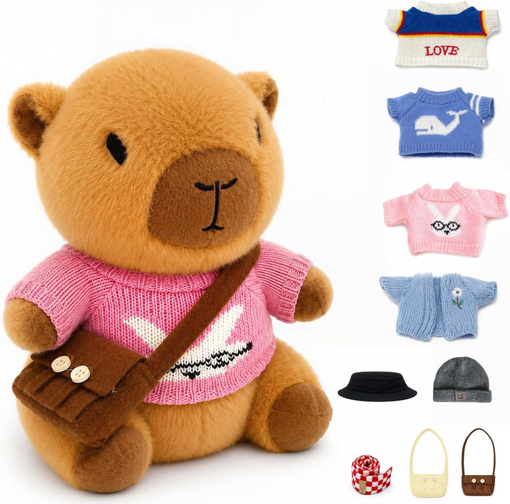TITQWOP Juguete de peluche Capybara marrón de 10.2 pulgadas con 9 p...