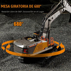 Camión excavadora de control remoto de 20.4 pulgadas, 22 canales, escala 1/14, pala de metal, brazos independientes, máquina de excavación a control remoto, vehículos de construcción de aleación de metal, juguete para principiantes de 14 años