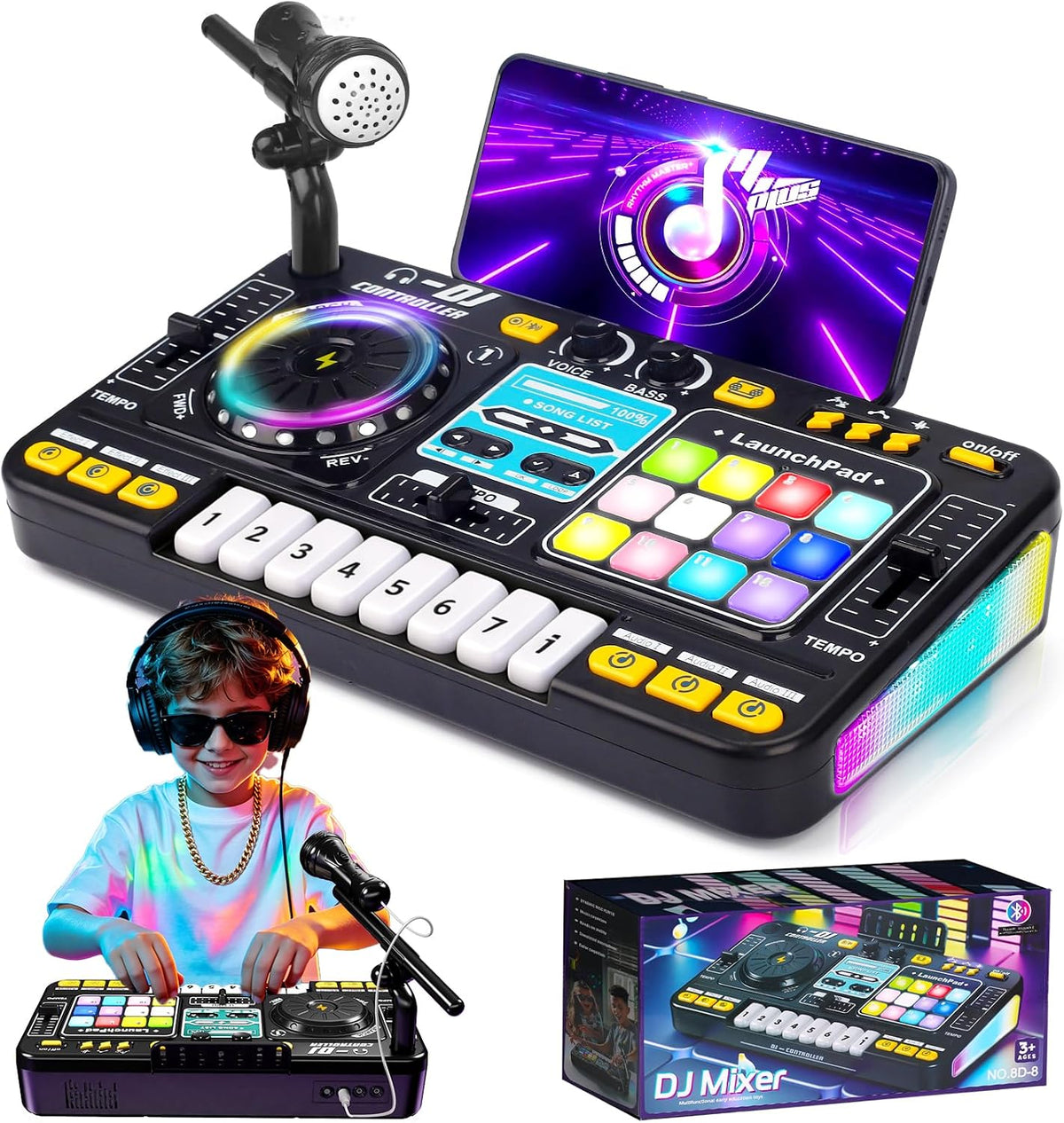 Kids DJ Mixer Table Musical Toy con Lights & Bluetooth
